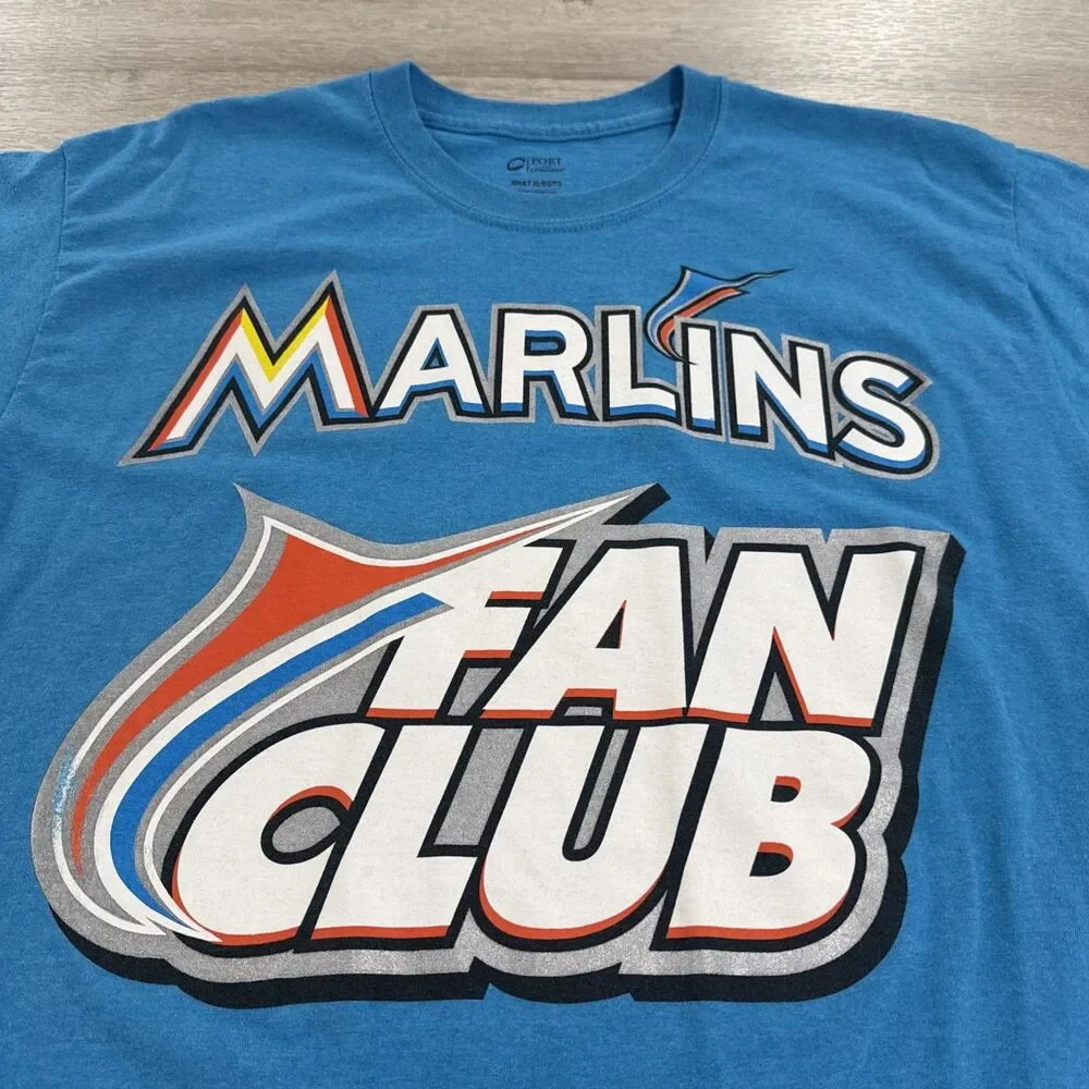 Miami Marlins Shirt Fan Club Baseball Men's Blue XL Cotton Blend Tee MLB
